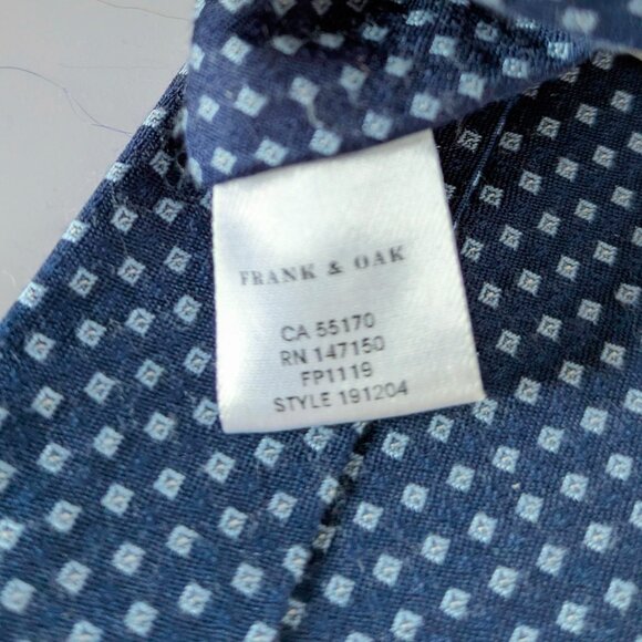 36 FRANK&OAK silk/Vicose checkered blue tie - Picture 4 of 5